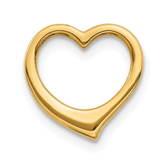 14k Yellow Gold Open Heart Slide Pendant 10mm